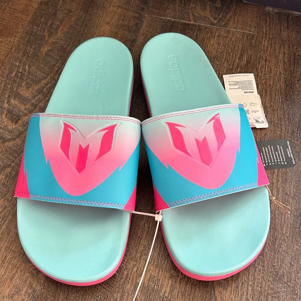 NEW Adidas Messi Adilette Comfort Slides Sandals Men's Size 10 Blue World Cup‎